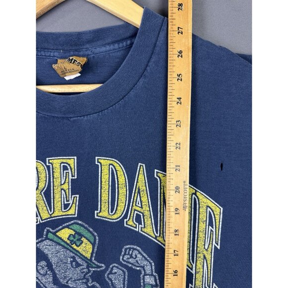 Vintage Nutmeg NCAA Notre Dame Fightin' Irish Fade Navy Blue Shirt Large Sports - Picture 10 of 10